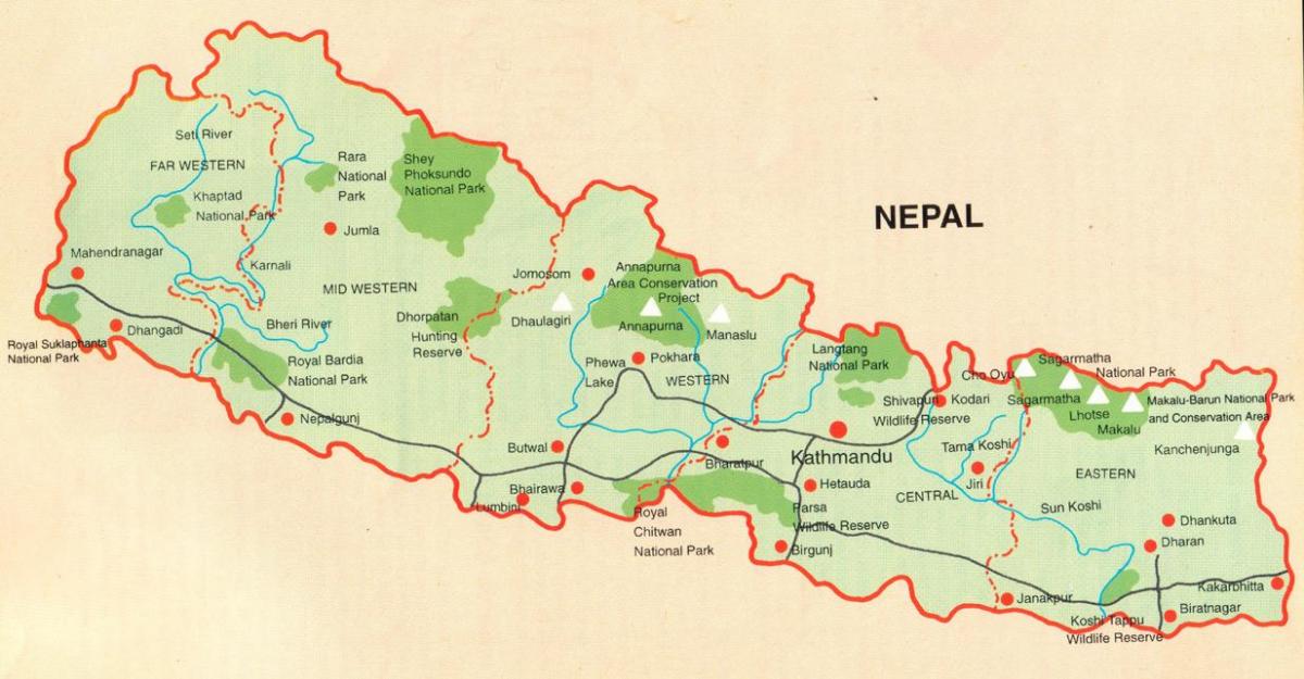 نپال نقشه گردشگری رایگان