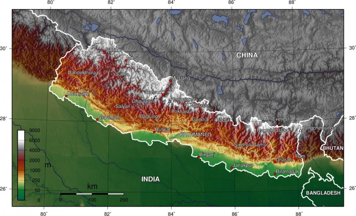 نقشه ماهواره ای نپال