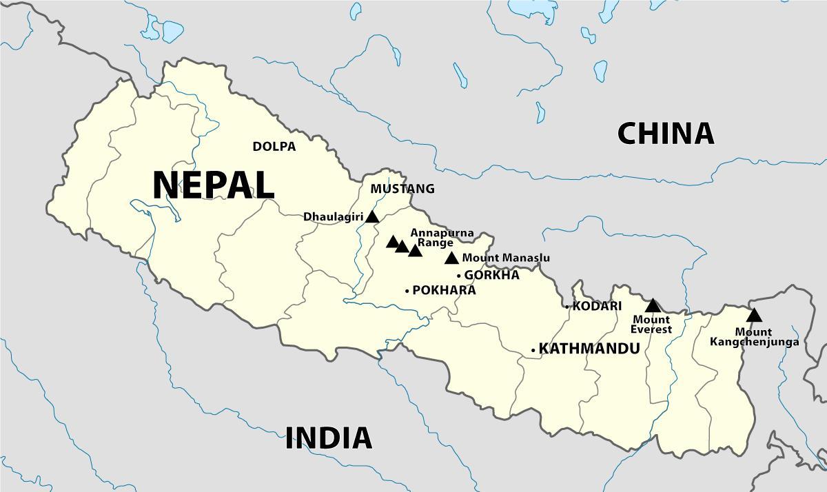 هند و نپال از مرز نقشه